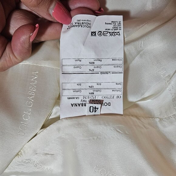 Silk Dolce & Gabbana Women's White Blazer Jacket Italy 38 Elegant Designer Fully - Picture 14 of 16